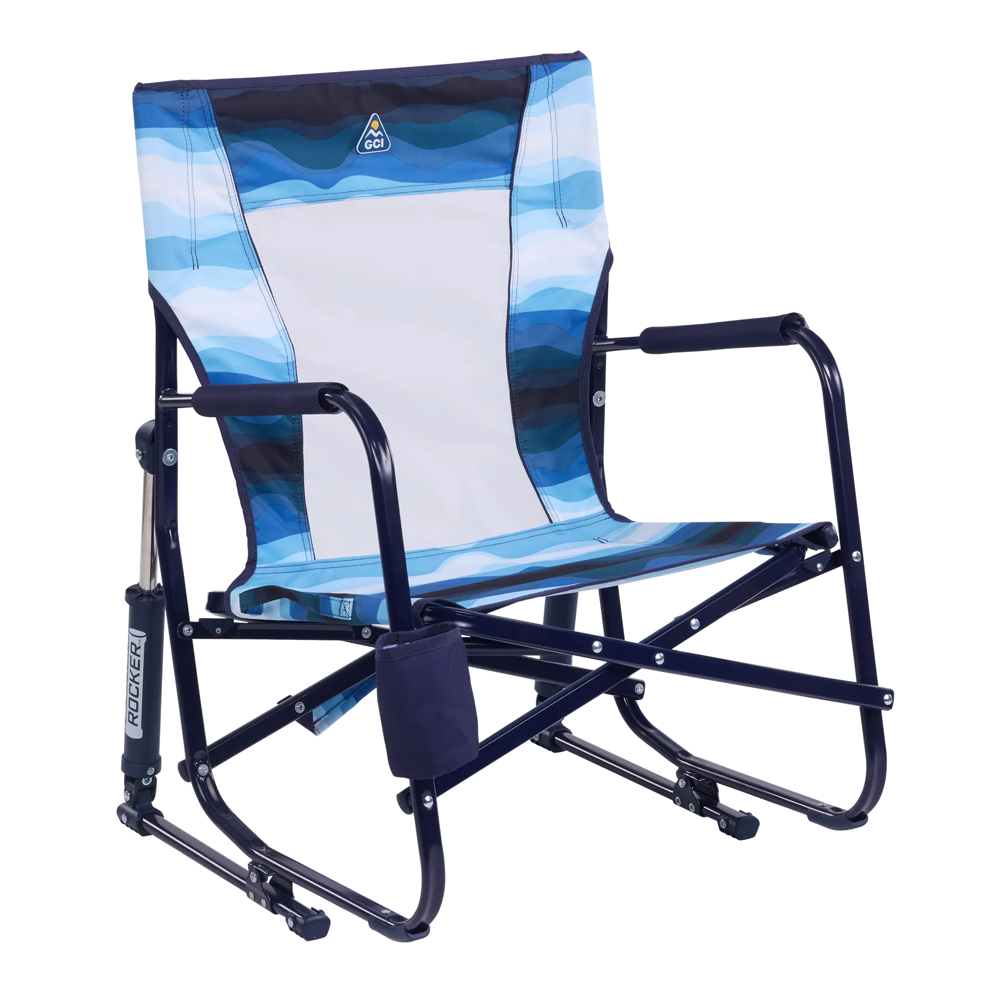 Smooth Motion Beach Rocker - Choice 712 - RoadTrip Rocker Smooth Motion Camp Chair - Blue Beach Wave