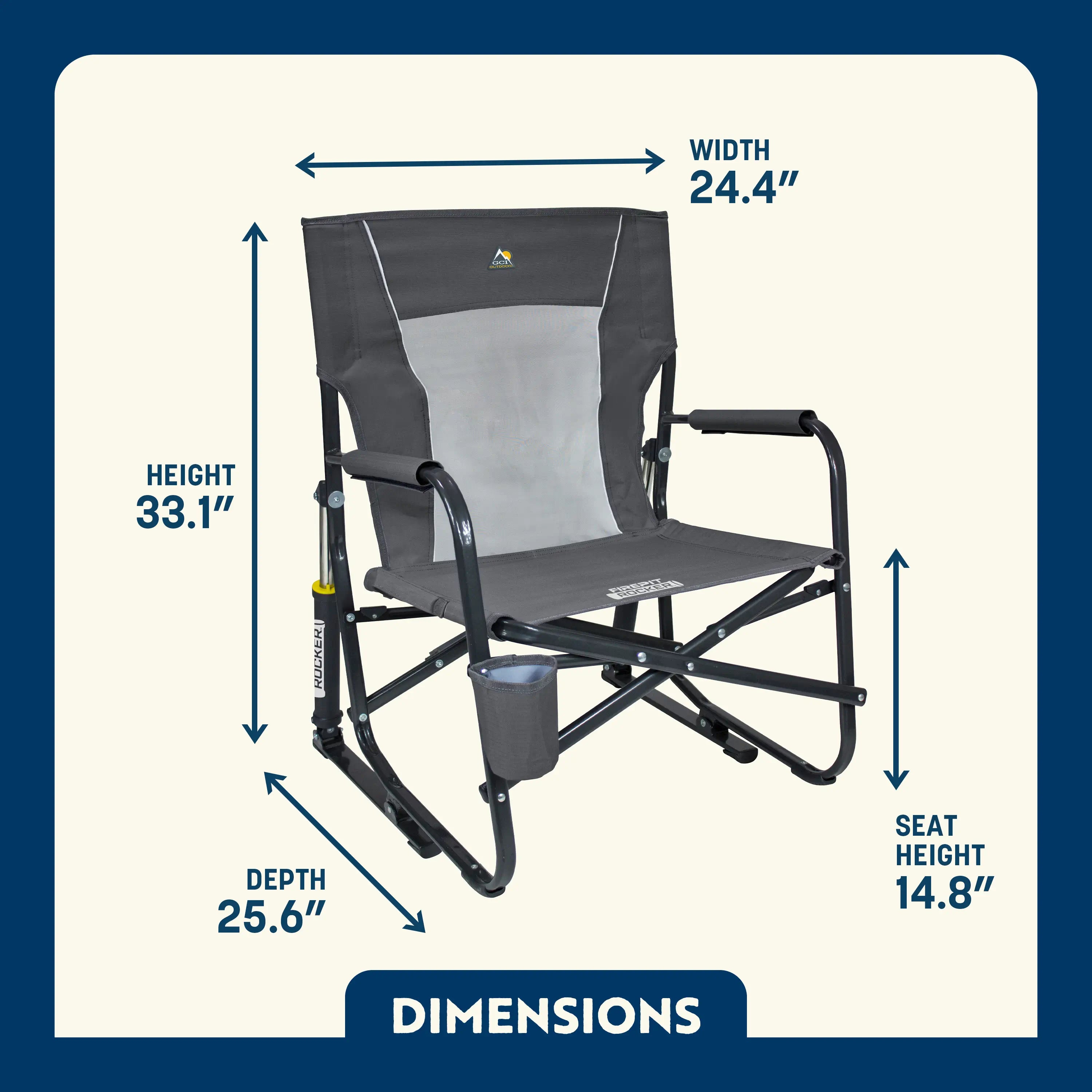 Premium All-Weather FirePit Rocker - Choice 737 - Freestyle Rocker Portable Outdoor Folding Chair Detail