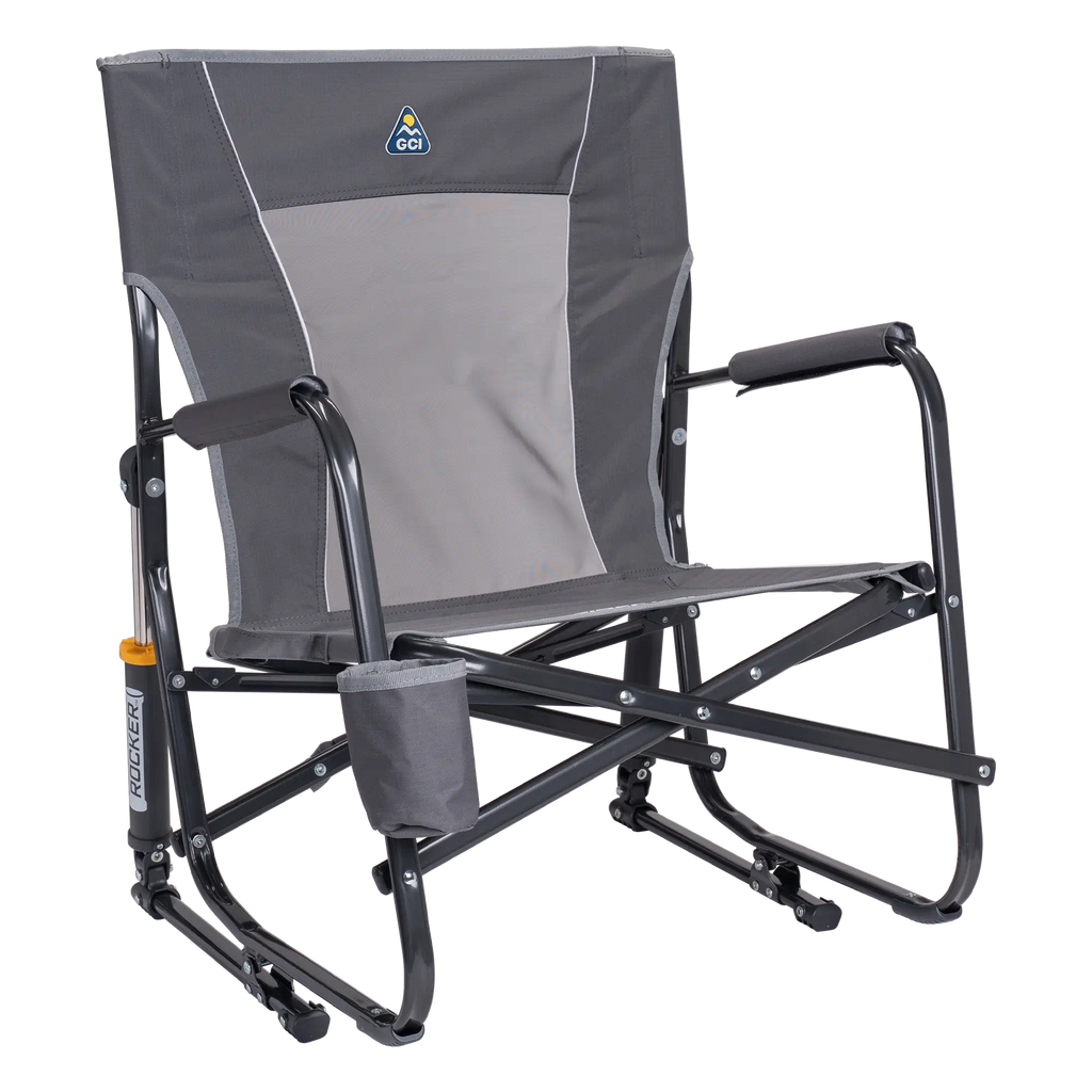 Premium All-Weather FirePit Rocker - Choice 737 - Freestyle Rocker Portable Outdoor Folding Chair - Pewter