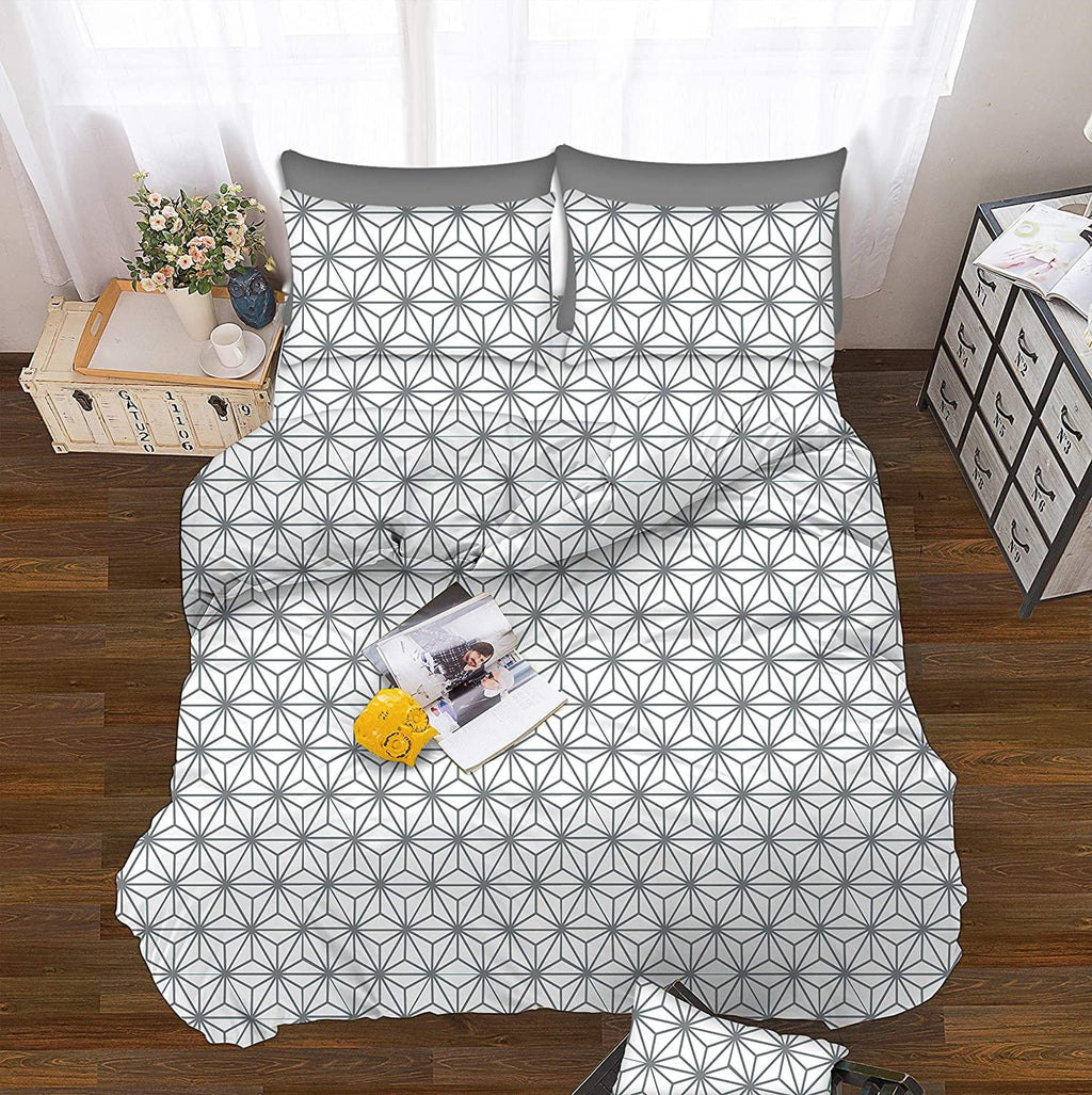 Wrinkle-Resistant Bed Sheets Full Gray Texture/Embroidery 1500 Thread Count Microfiber - Cooling Hotel Quality Bedding Sheets and Pillowcases Detail