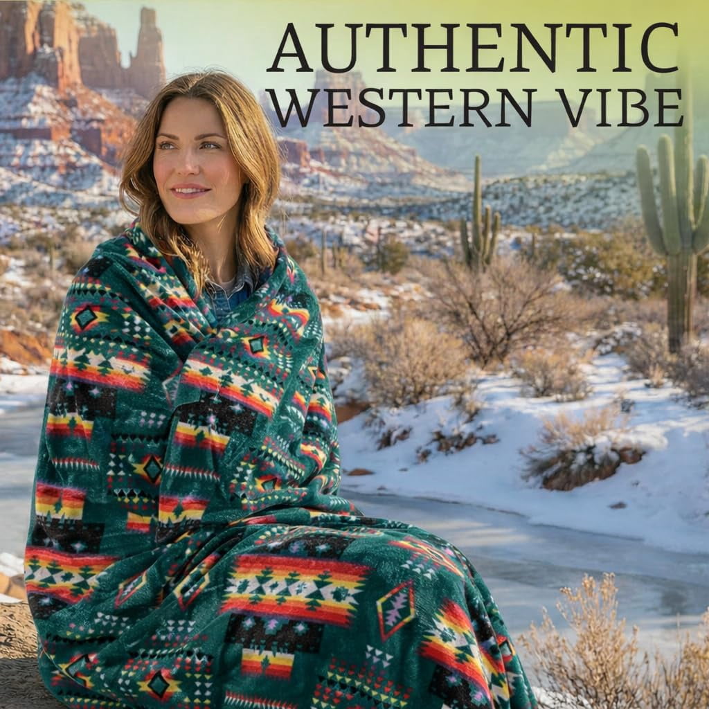 Reversible Sherpa Sacred Thread Fleece Blanket South Western, Reversible Mexican, Vibrant Aztec Blankets and Throws for Aztec Decor for... - Super Soft Reversible Sherpa Flannel Blanket Detail