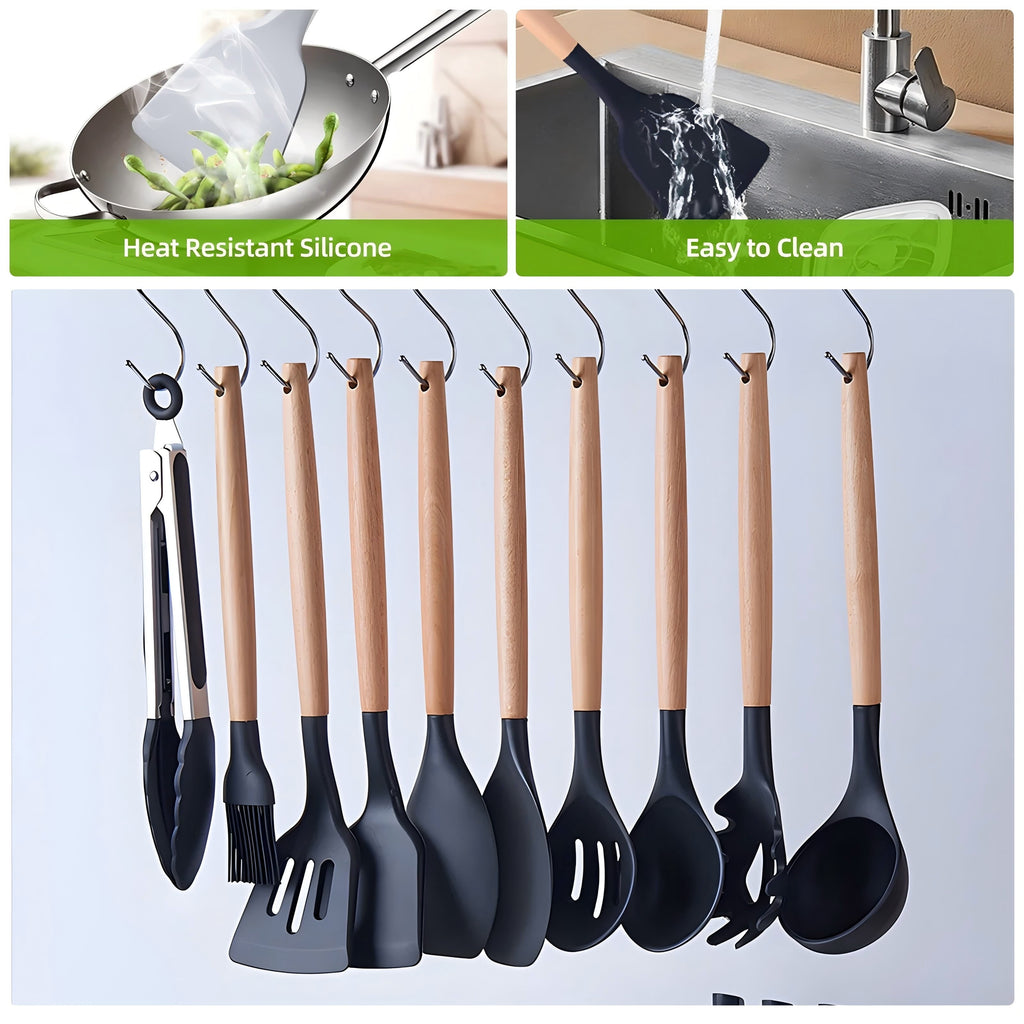 Professional Grade Kitchen Utensils Set- 19 Pcs Silicone Cooking Utensils Set for Nonstick Cookware-Silicone Spatulas Set, Kitchen Gadge... - Professional Kitchen Tool for Culinary Enthusiasts Detail