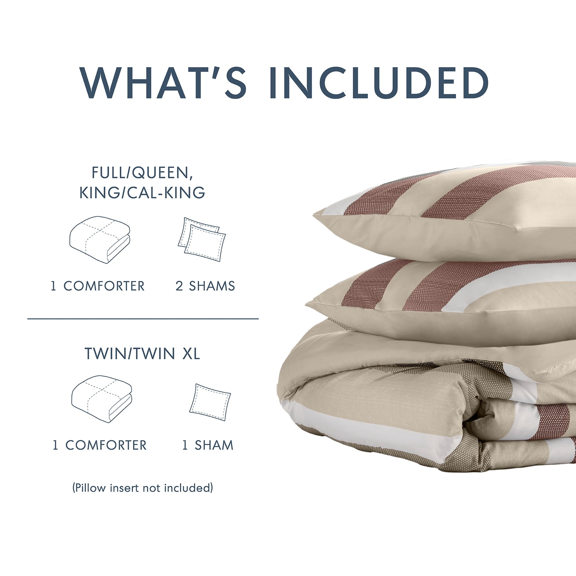 Fluffy Down Alternative 2-Piece Comforter Sets, Reversible Striped Comforter Set for Dorm, Lightweight All Season Bedding Set with Pillow Sha... - Cloud-Like Soft Lightweight Bed Comforter Detail