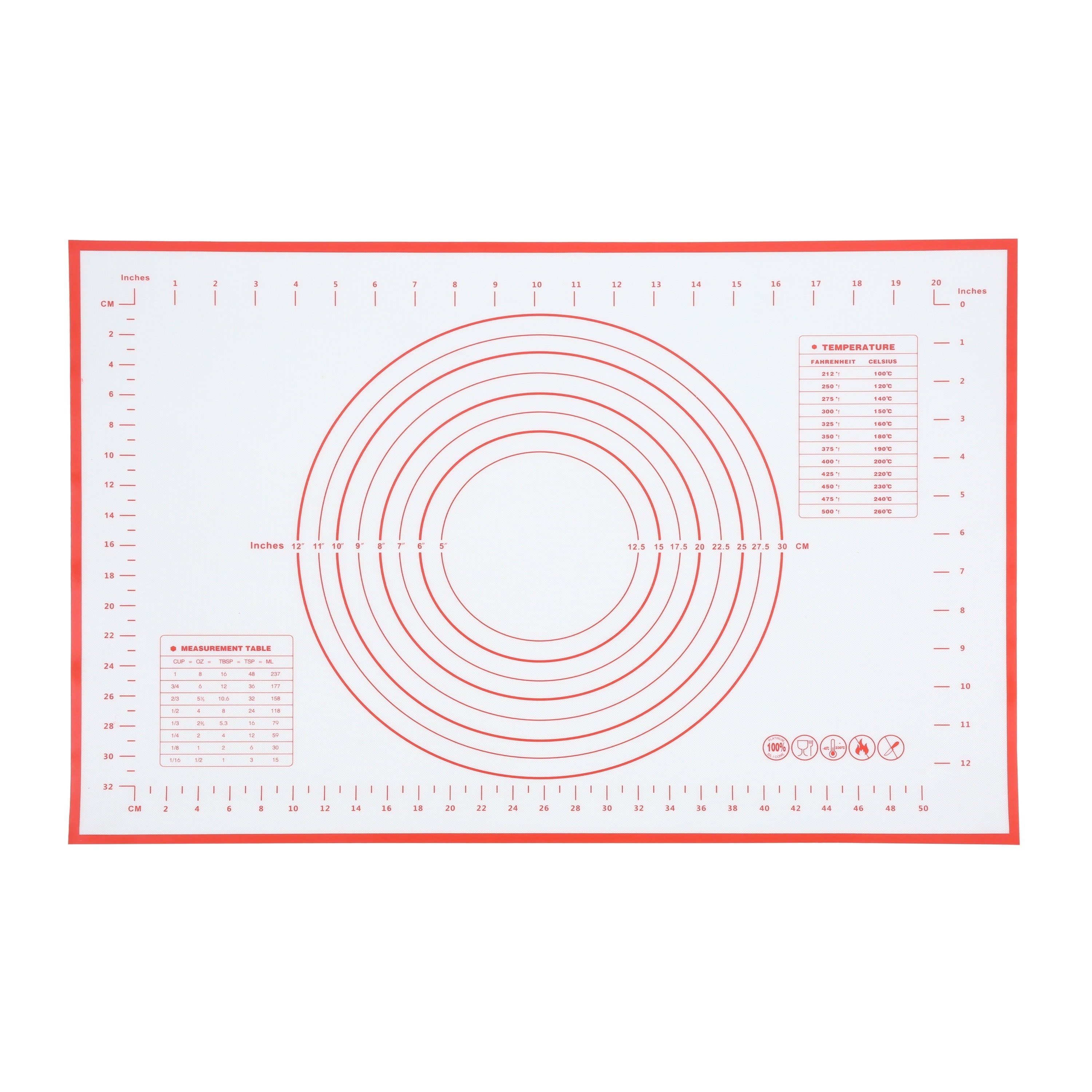 Premium Kitchen Reusable Silicone 24"x 18" Pastry Mat with Measurements - Multi-Functional Manual Food Chopper & Slicer Detail