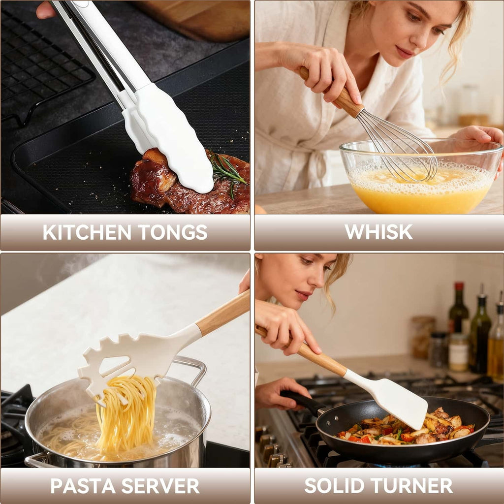 High-Precision Kitchen Utensils Set for Cooking, 11 Cooking Utensils, 6 Knife set Beige,3 Utensil Sets,utensilios de cocina - High-Precision Culinary Tool for Baking & Cooking Detail