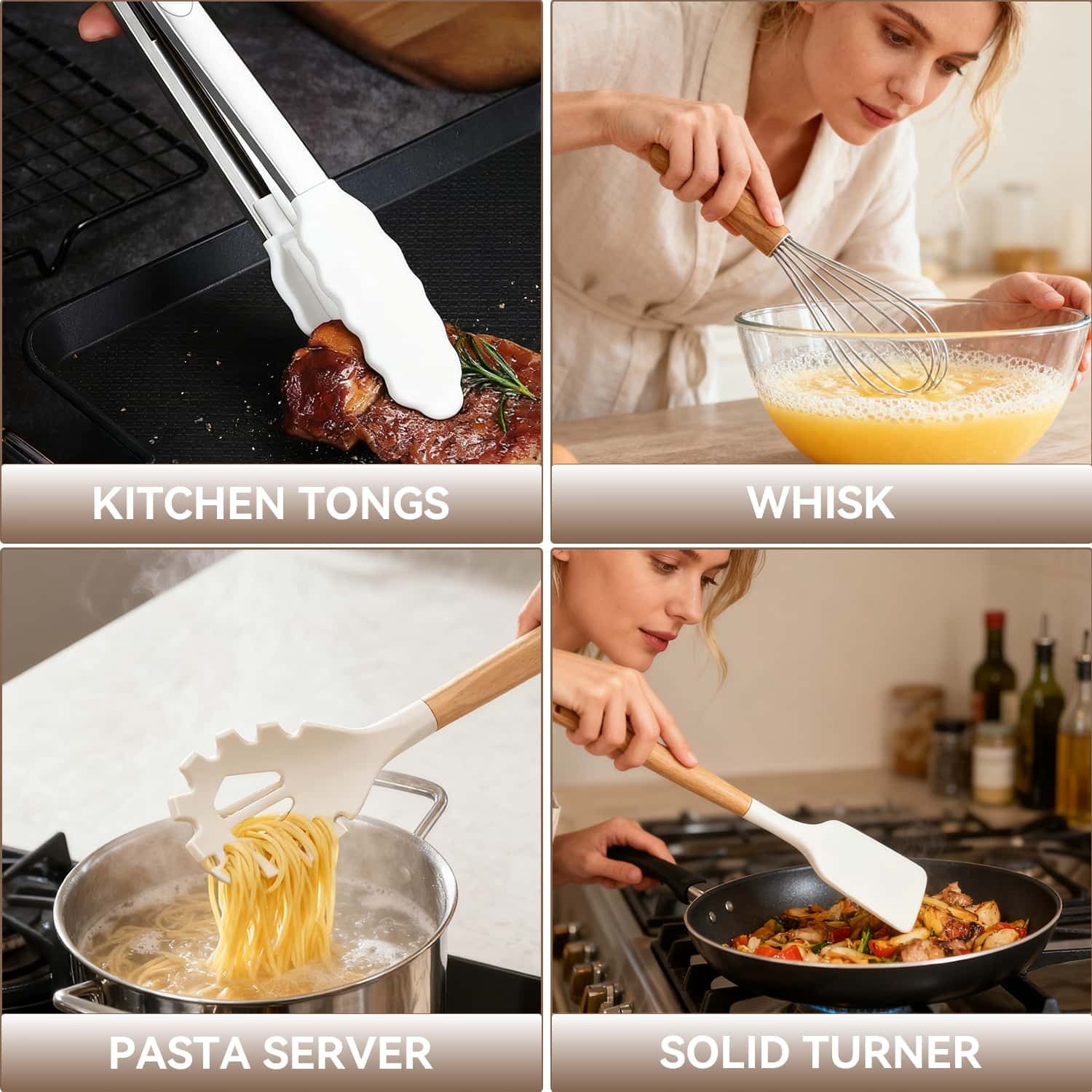 High-Precision Kitchen Utensils Set for Cooking, 11 Cooking Utensils, 6 Knife set Beige,3 Utensil Sets,utensilios de cocina - High-Precision Culinary Tool for Baking & Cooking Detail