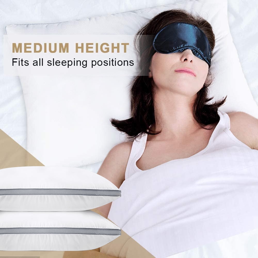 Ergonomic Memory Foam 2 Pack Cotton Down Alternative Pillows,Queen Size Bed Pillows Gusseted Hypoallergenic - Ergonomic Memory Foam Pillow for Neck Pain Support Detail