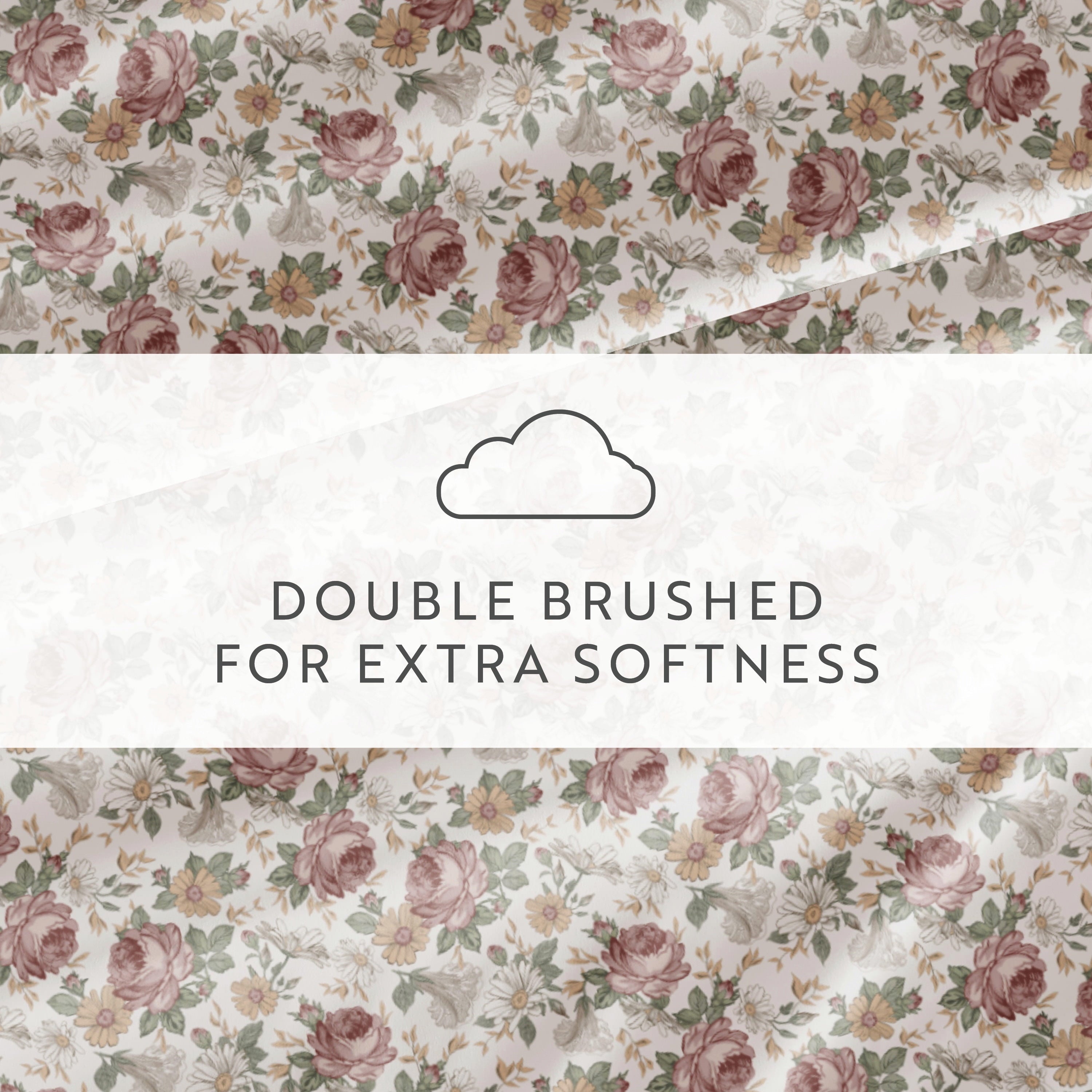 Wrinkle-Resistant 4 Piece Pattern Microfiber Bed Sheets Set, Blooming Floral Rose, Queen - Cooling Hotel Quality Bedding Sheets and Pillowcases Detail