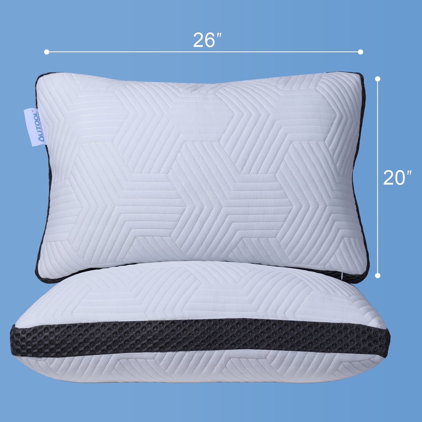 Hotel Collection Soft Bed Pillow, Shredded Memory Foam Pillow, Comfortable Sleeping Pillow, Standard Size, Affordable Everyday Use - Ergonomic Memory Foam Pillow for Neck Pain Support Detail