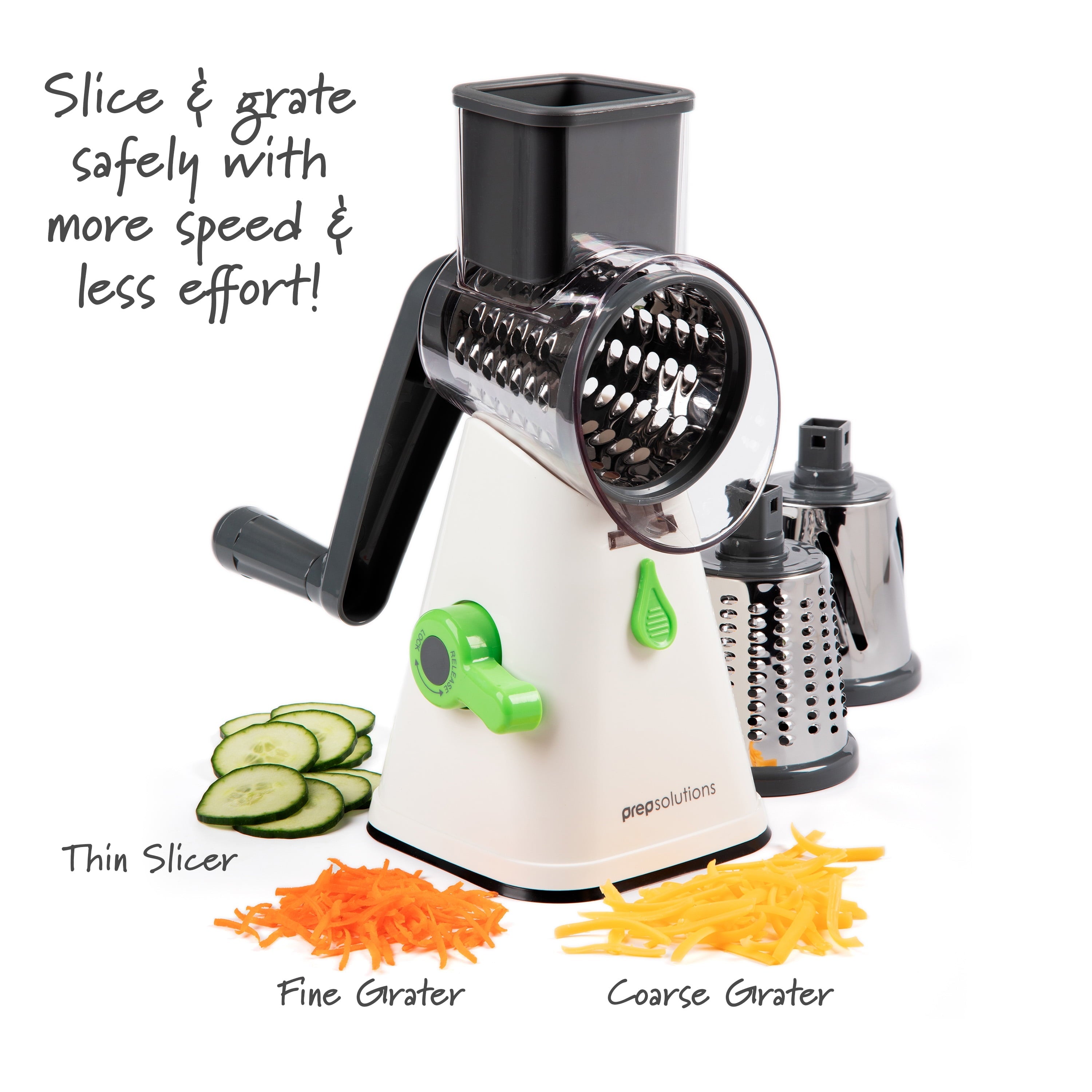 Ergonomic Manual Manual Rotary Grater & Slicer - Kitchen Gadget Tool for Quick Food Prep Detail