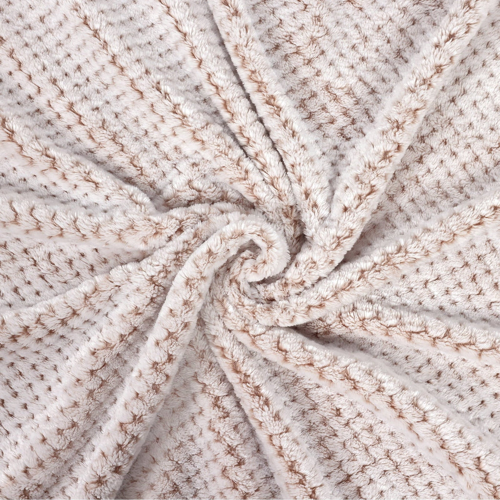 Lightweight Warm Waffle Textured Mixed Camel Fleece Blanket, Super Soft and Warm 50"x70" Throw Blanket for Couch, Cozy, Fuzzy and Ligh... - Cozy Fleece Throw Blanket for Couch & Bed Detail