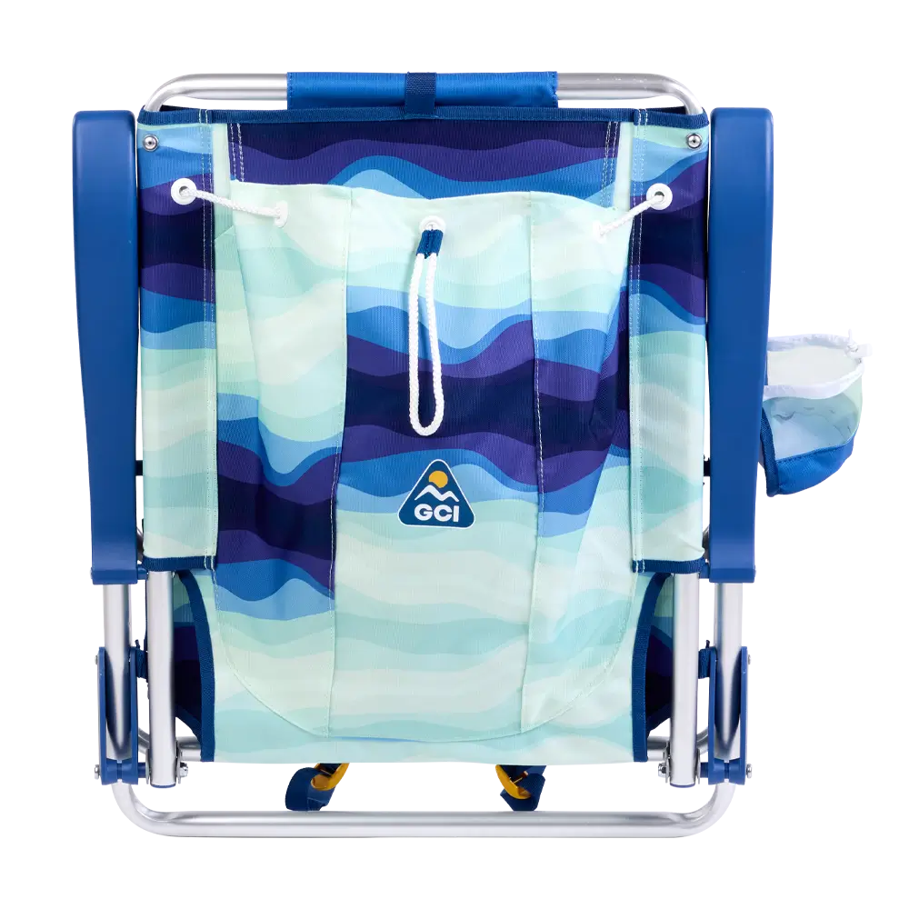Sand-Friendly Backpack Beach Chair - Choice 709 - Low-Profile Reclining Beach Chair with Backpack Straps Detail
