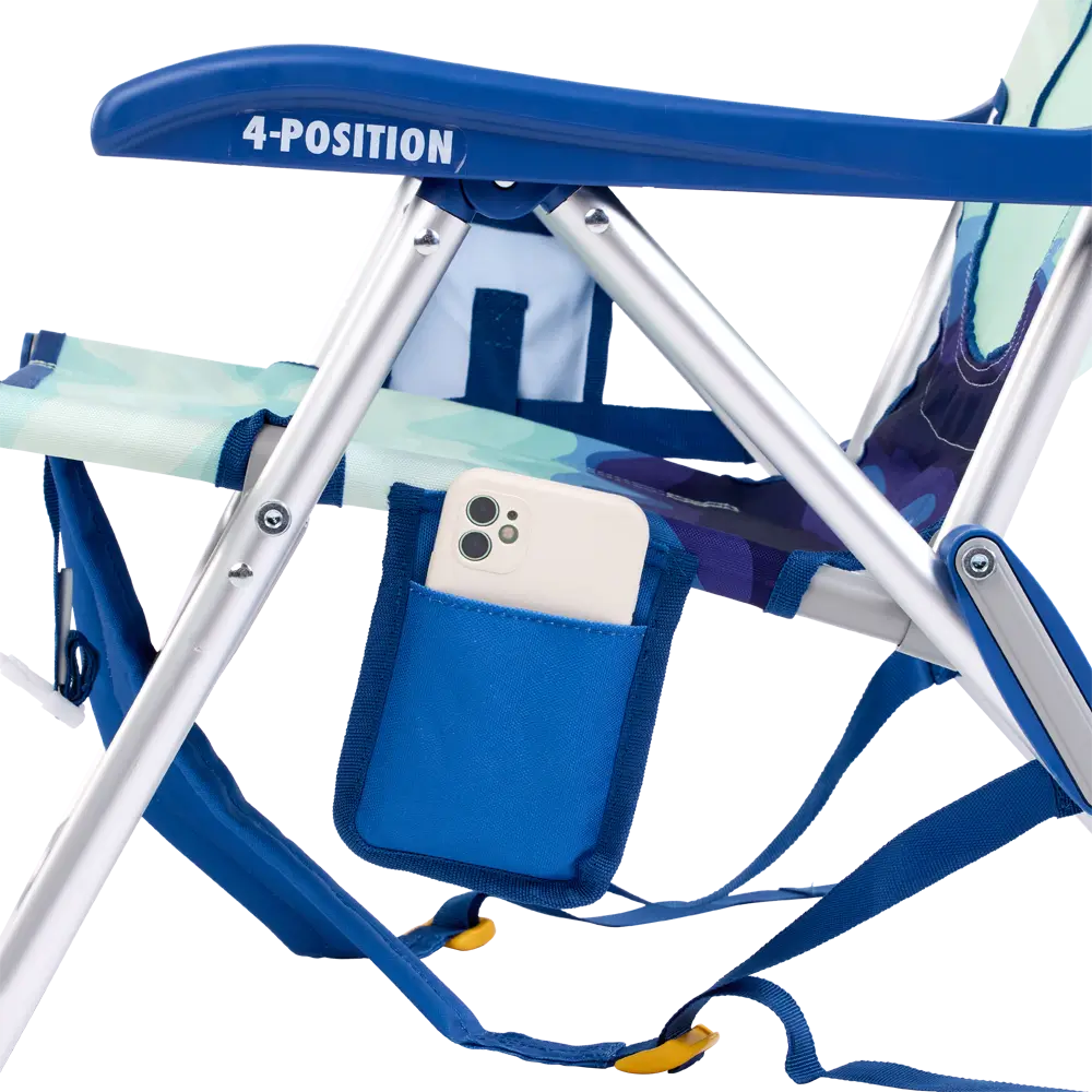 Sand-Friendly Backpack Beach Chair - Choice 709 - Low-Profile Reclining Beach Chair with Backpack Straps Detail