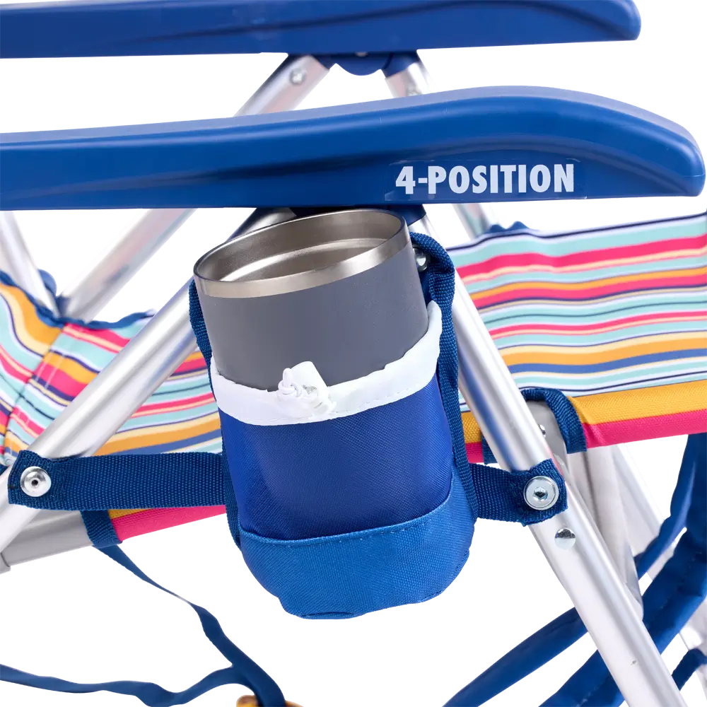 Sand-Friendly Backpack Beach Chair - Choice 709 - Low-Profile Reclining Beach Chair with Backpack Straps Detail