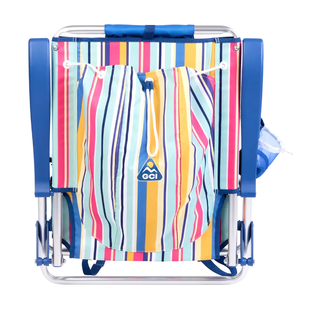 Sand-Friendly Backpack Beach Chair - Choice 709 - Low-Profile Reclining Beach Chair with Backpack Straps Detail