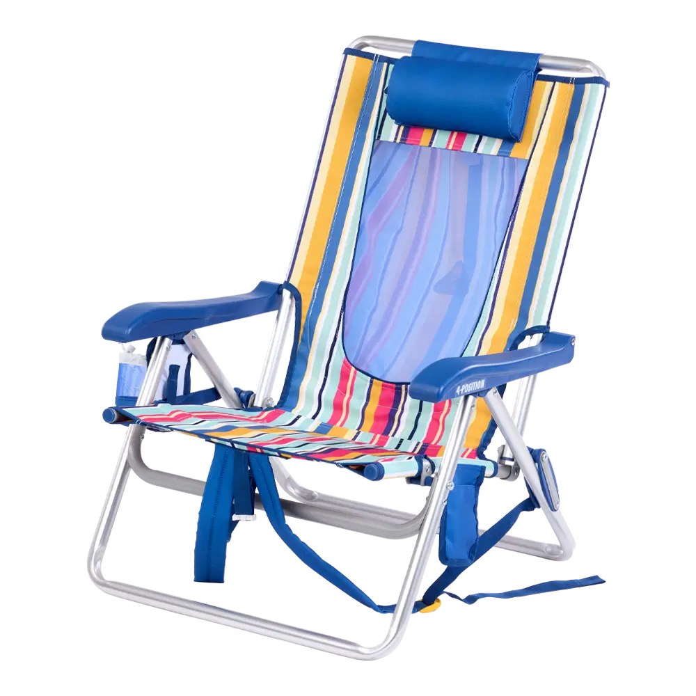Sand-Friendly Backpack Beach Chair - Choice 709 - Low-Profile Reclining Beach Chair with Backpack Straps Detail
