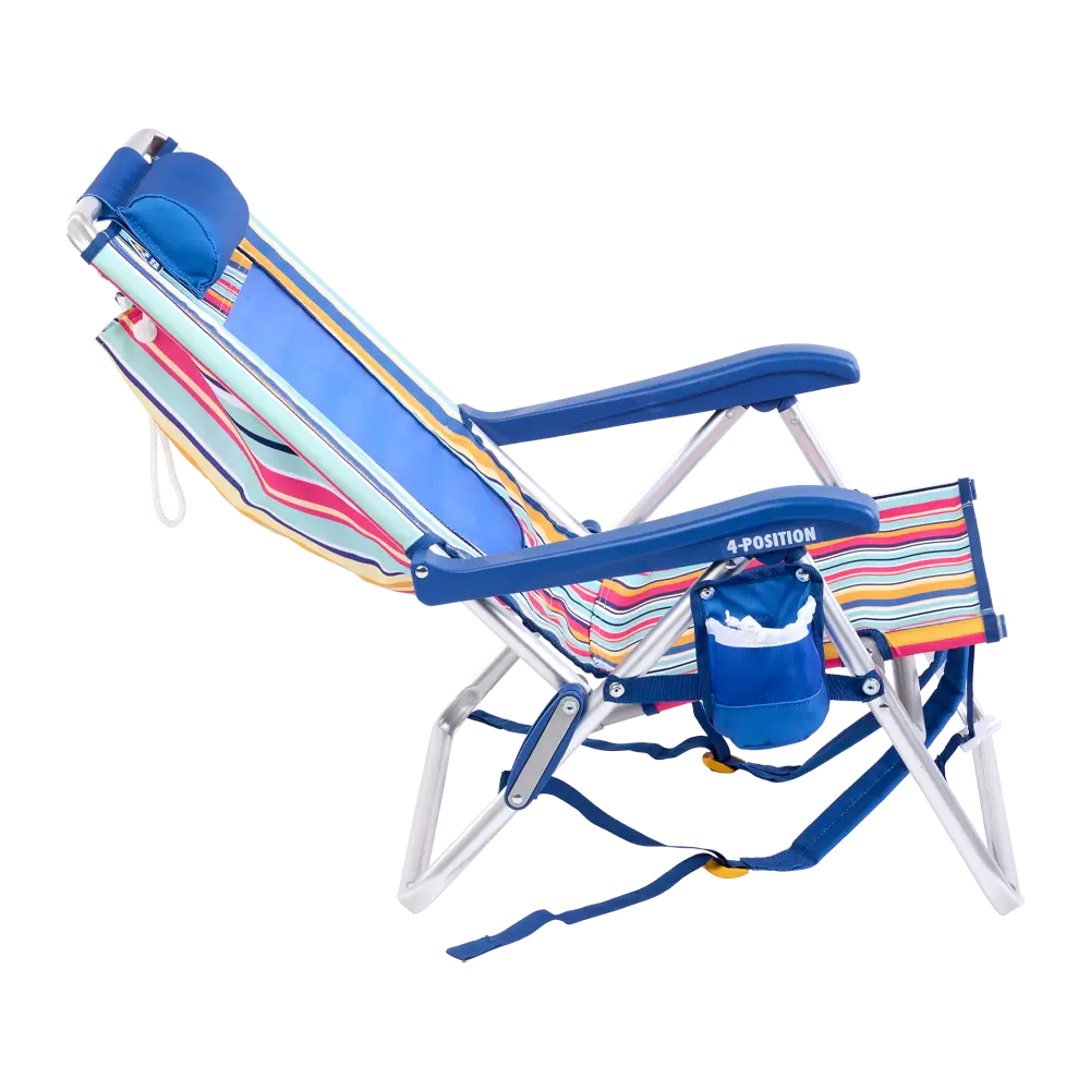 Sand-Friendly Backpack Beach Chair - Choice 709 - Low-Profile Reclining Beach Chair with Backpack Straps Detail