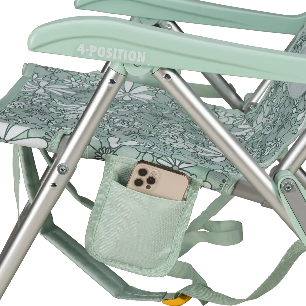 Sand-Friendly Backpack Beach Chair - Choice 709 - Low-Profile Reclining Beach Chair with Backpack Straps Detail