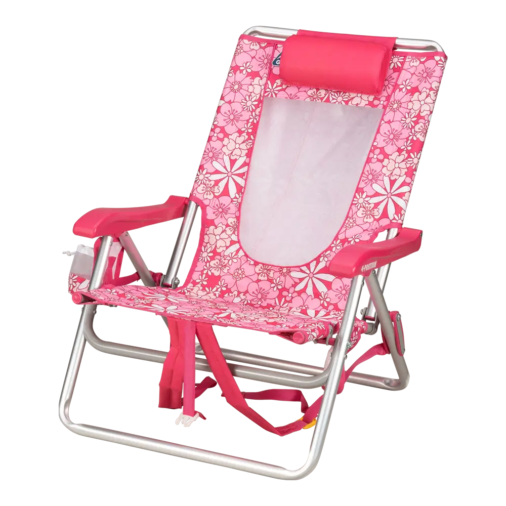 Sand-Friendly Backpack Beach Chair - Choice 709 - Low-Profile Reclining Beach Chair with Backpack Straps Detail