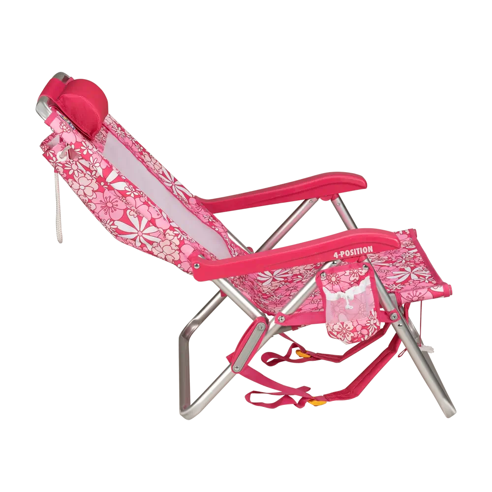 Sand-Friendly Backpack Beach Chair - Choice 709 - Low-Profile Reclining Beach Chair with Backpack Straps Detail
