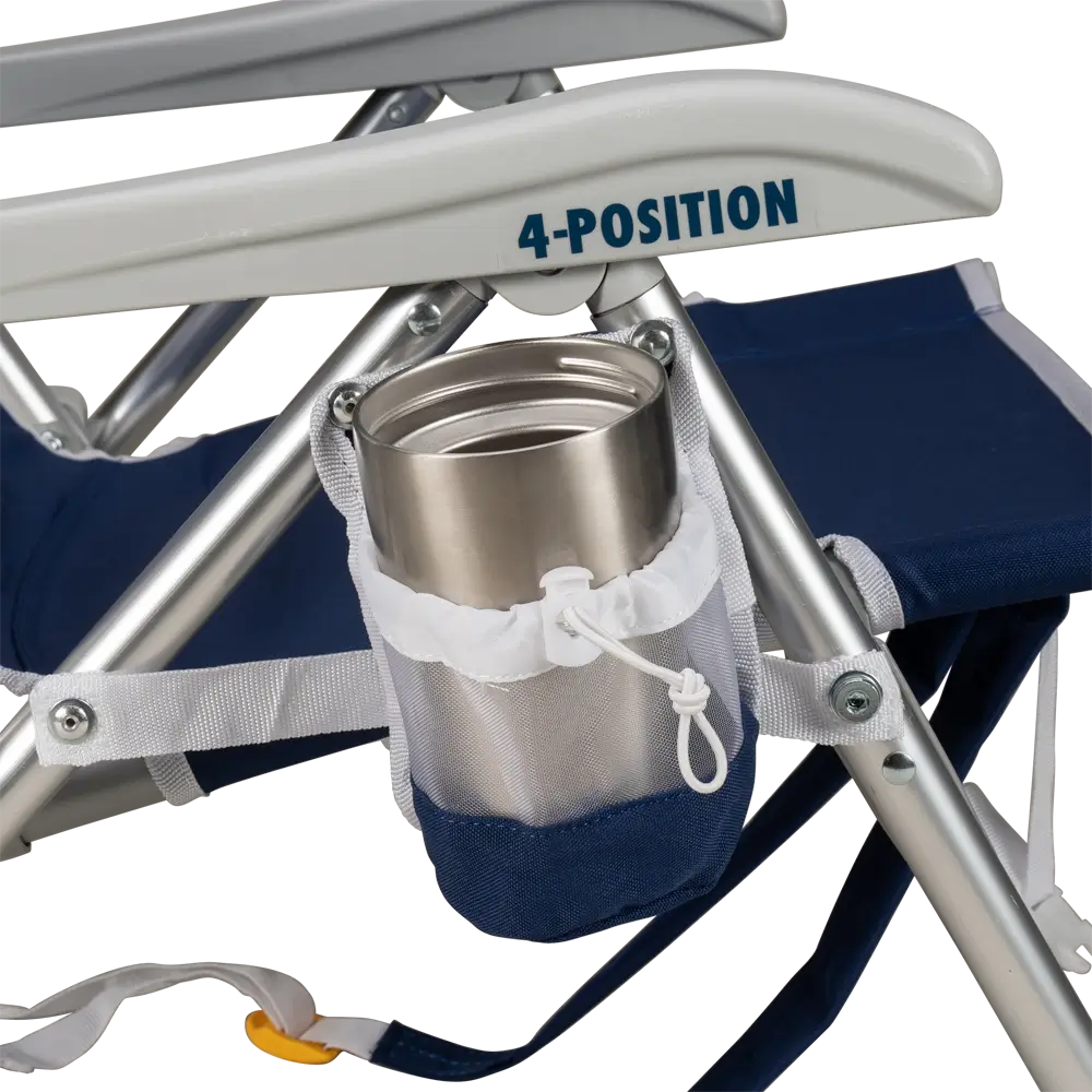 Sand-Friendly Backpack Beach Chair - Choice 709 - Low-Profile Reclining Beach Chair with Backpack Straps Detail