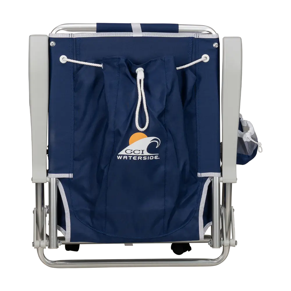 Sand-Friendly Backpack Beach Chair - Choice 709 - Low-Profile Reclining Beach Chair with Backpack Straps Detail