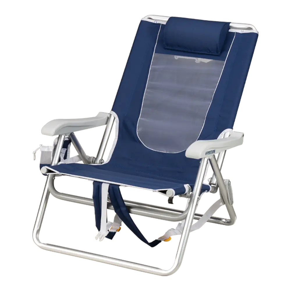 Sand-Friendly Backpack Beach Chair - Choice 709 - Low-Profile Reclining Beach Chair with Backpack Straps Detail