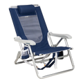 Sand-Friendly Backpack Beach Chair - Choice 709 - Low-Profile Reclining Beach Chair with Backpack Straps - Nautical Blue