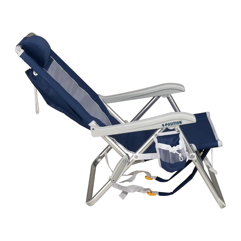 Sand-Friendly Backpack Beach Chair - Choice 709 - Low-Profile Reclining Beach Chair with Backpack Straps Detail
