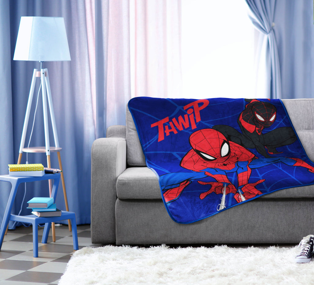 Super Soft Flannel Kids Throw Blanket, 46 x 60, Microfiber, Blue, Marvel - Luxury Knitted Decorative Throw Blanket with Fringes Detail
