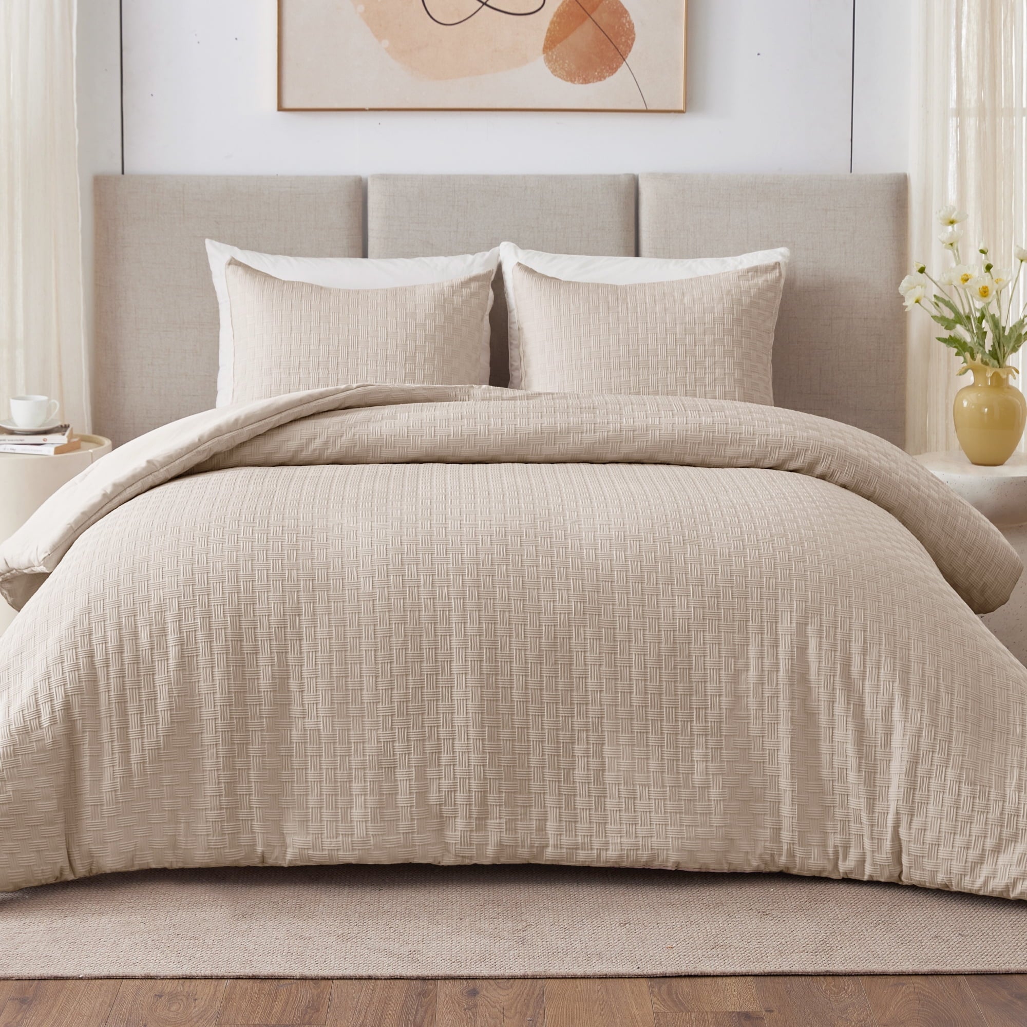 Hypoallergenic Cloud 3-Piece Jacquard Braid Ultra Soft King Comforter Set, Luxury Reversible Microfiber Oversized Comforters Bedding Set w... - Cloud-Like Soft Lightweight Bed Comforter Detail