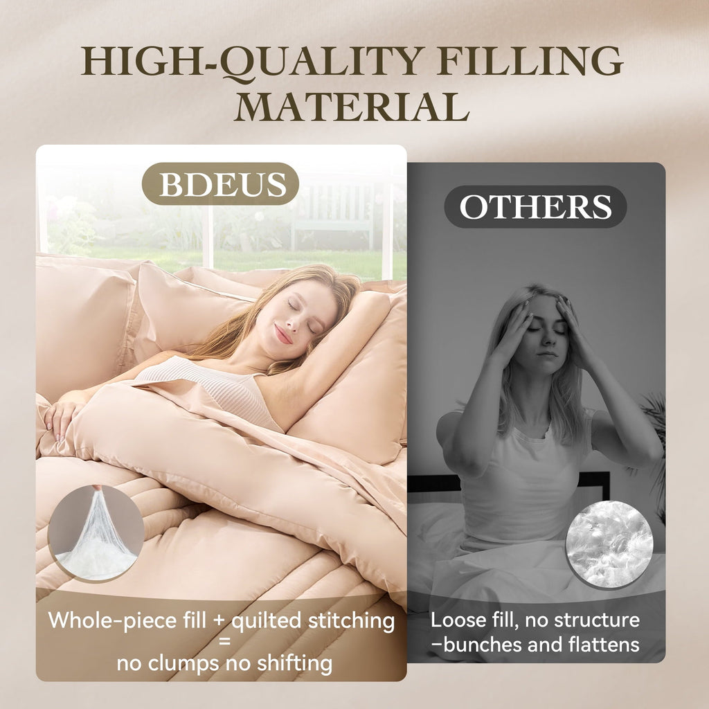 Heavyweight Warmth Twin Comforter Set 4 Pieces,Comforter Set,Bed in a Bag, Bedding Set with Comforter,Fitted Sheet,Flat Sheet,Pillowcase... - Cloud-Like Soft Lightweight Bed Comforter Detail