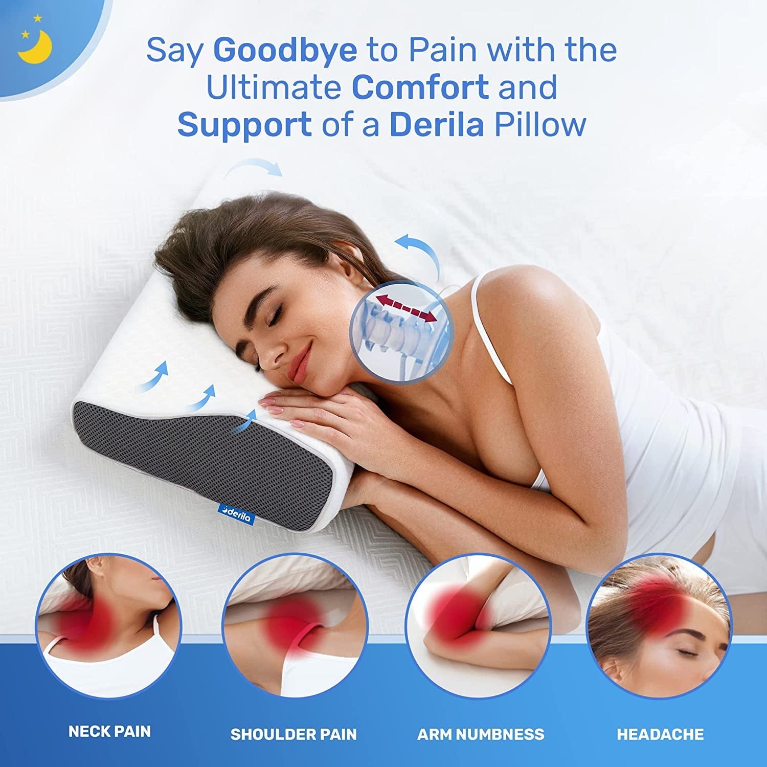 Decorative Plump | Cervical Memory Foam Bed Pillow Standard | Neck, Shoulder Pain Relief | Improves Sleeping - Decorative Throw Pillow Cushion for Sofa & Bed Detail