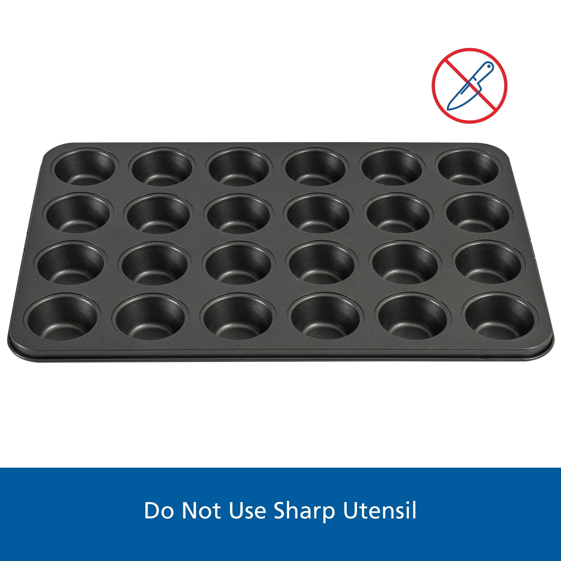 Innovative 24 Cavity Mini Muffin Pan, Non-Stick Bakeware,1.8 inch Diameter Cups,Gray,Carbon Steel - Premium Stainless Steel Garlic Presser & Peeler Detail