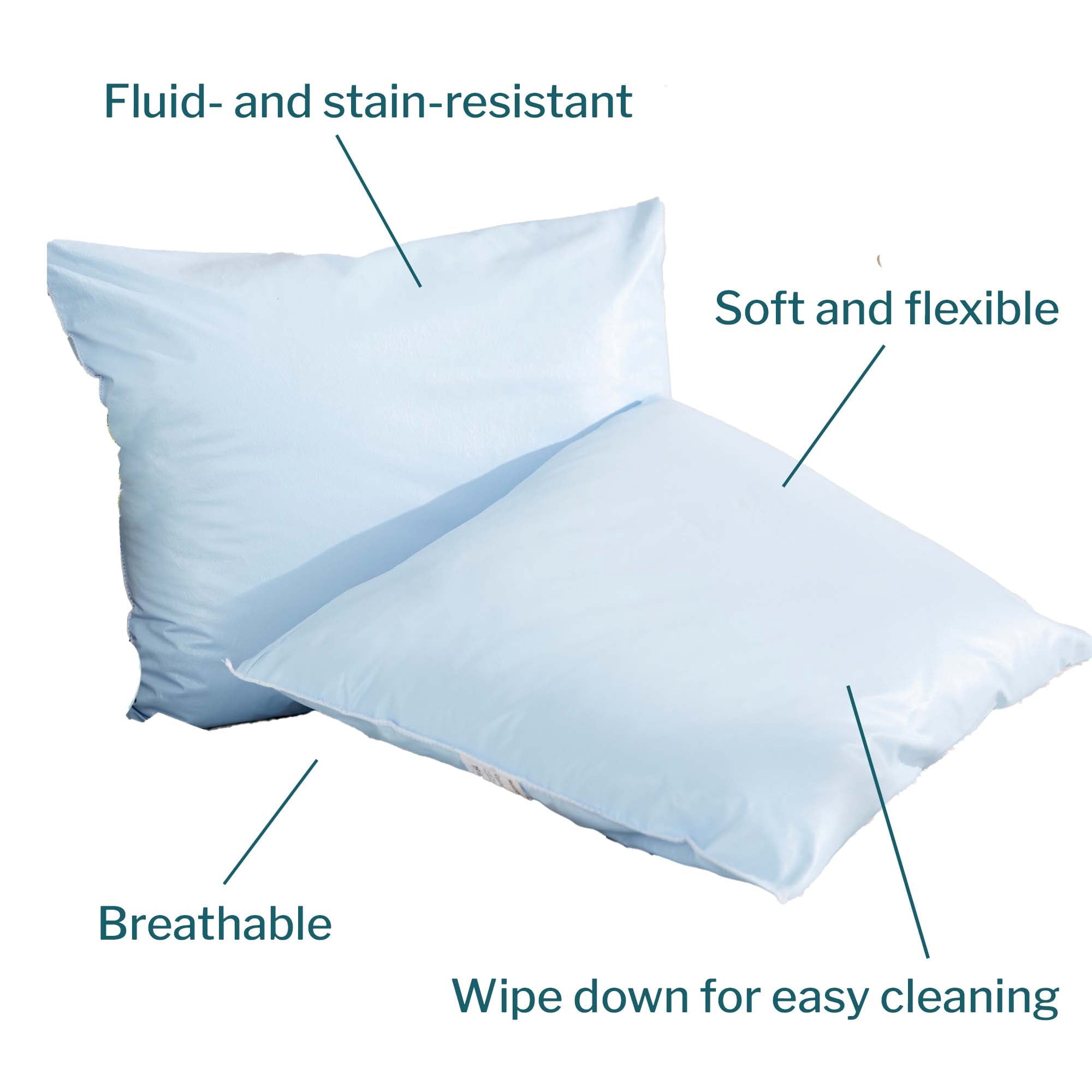Orthopedic Support Reusable Water-Resistant Soft Polyester Fill Blue Bed Pillow, 19" x 25", 1 Ct - Decorative Throw Pillow Cushion for Sofa & Bed Detail