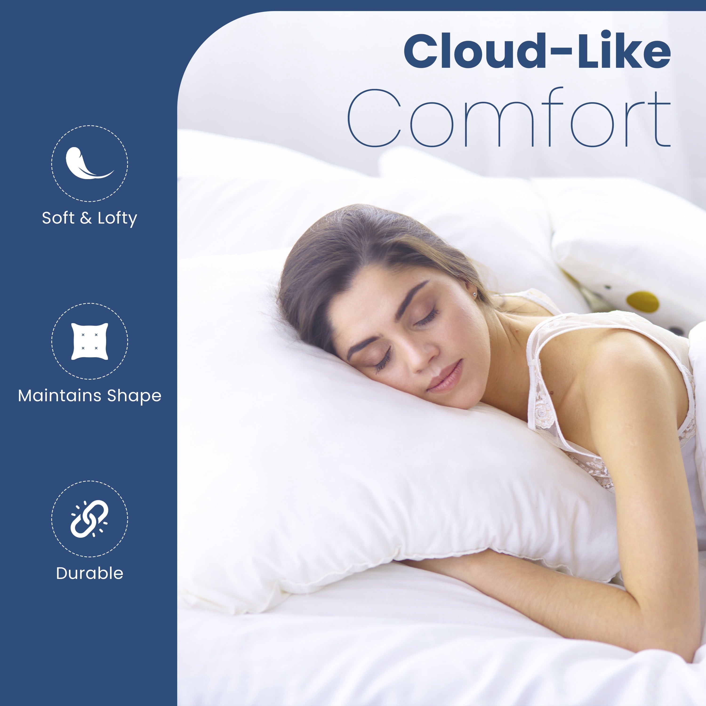 Decorative Plump Down Alternative White Euro Pillow Insert 26x26 – Soft & Durable - Ergonomic Memory Foam Pillow for Neck Pain Support Detail