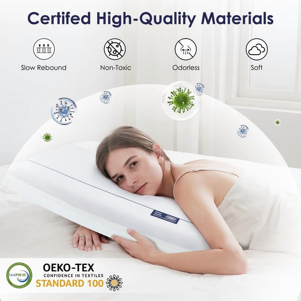 Ergonomic Memory Foam Cooling Memory Foam Bed Pillow for Neck Pain Relief, Two-Sided Cooling Pillow for Back, Stomach and Side Sleepers, Tw... - Orthopedic Shredded Foam Bed Pillow Set Detail