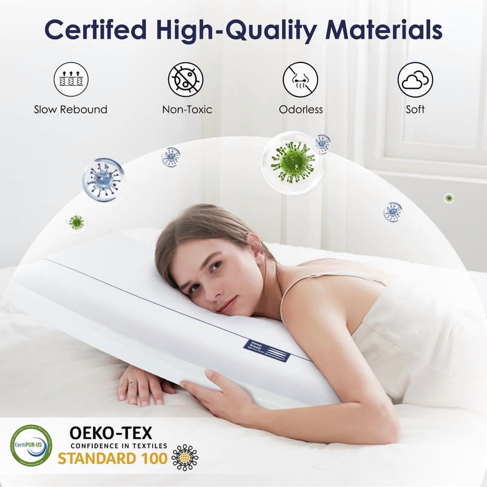 Ergonomic Memory Foam Cooling Memory Foam Bed Pillow for Neck Pain Relief, Two-Sided Cooling Pillow for Back, Stomach and Side Sleepers, Tw... - Orthopedic Shredded Foam Bed Pillow Set Detail
