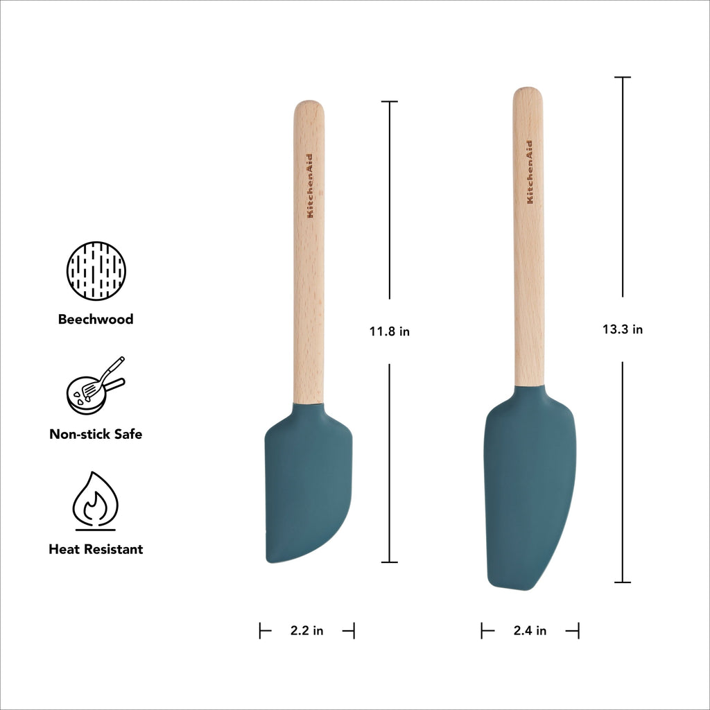 Heavy Duty 2-Piece Silicone Mixing Spatula and Scraper Set for Cooking, Agave - Heavy Duty Stainless Steel Kitchen Shears Detail