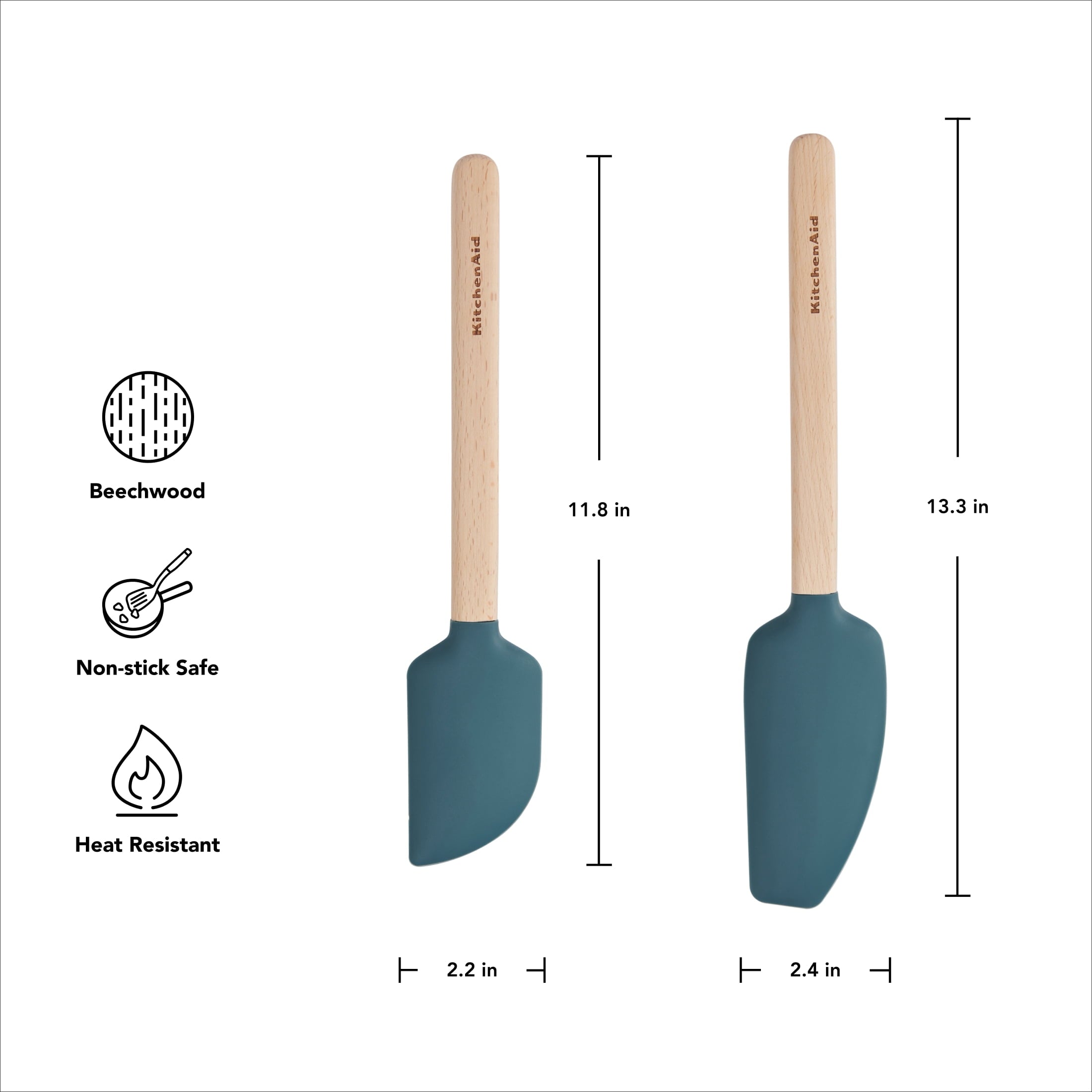 Heavy Duty 2-Piece Silicone Mixing Spatula and Scraper Set for Cooking, Agave - Heavy Duty Stainless Steel Kitchen Shears Detail