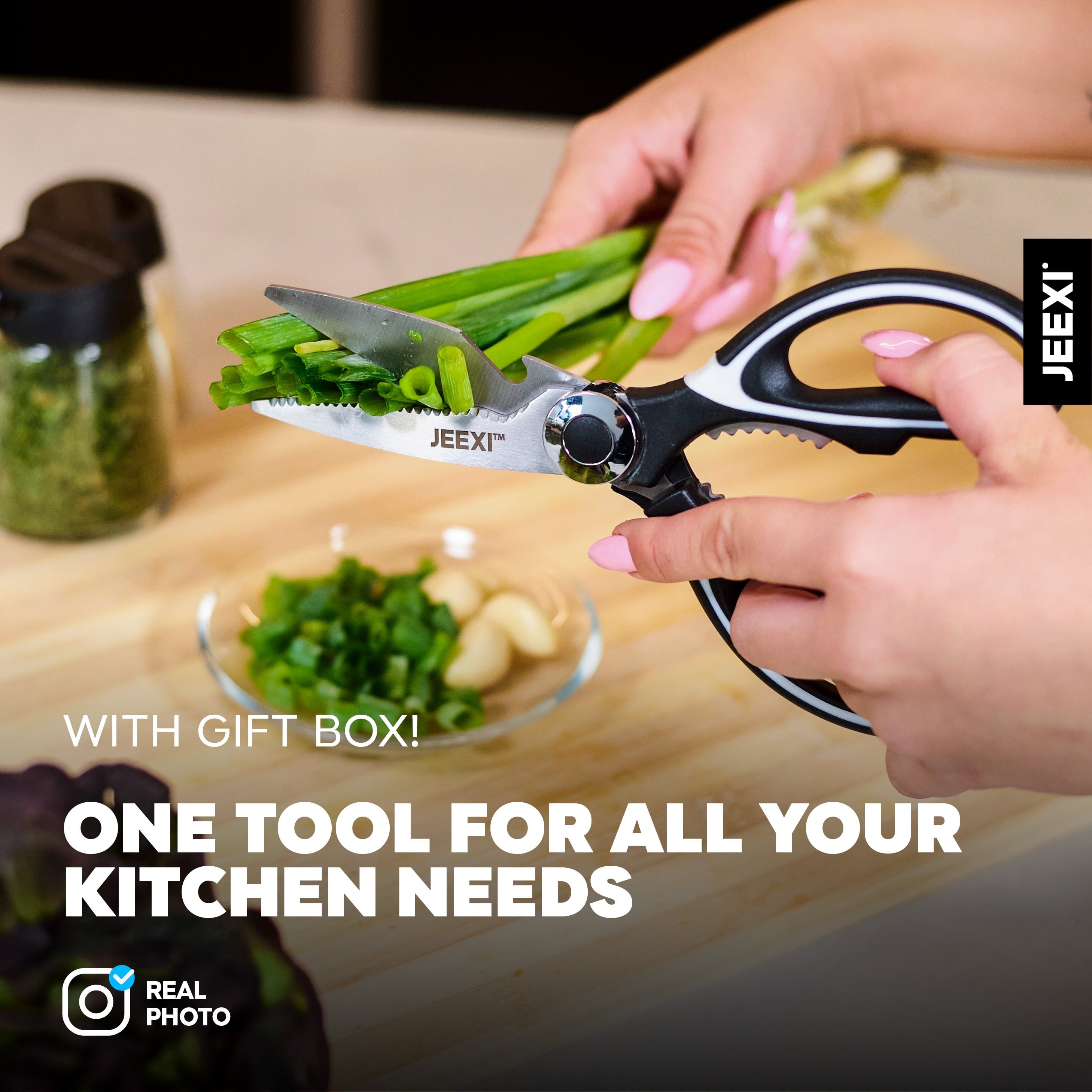 Ergonomic Manual 3 Pack Kitchen Scissors, Ultra-Sharp Premium Stainless Steel Heavy Duty Kitchen Shears & Multi Purpose Poultry Shears... - Innovative Kitchen Helper for Modern Cooking Detail