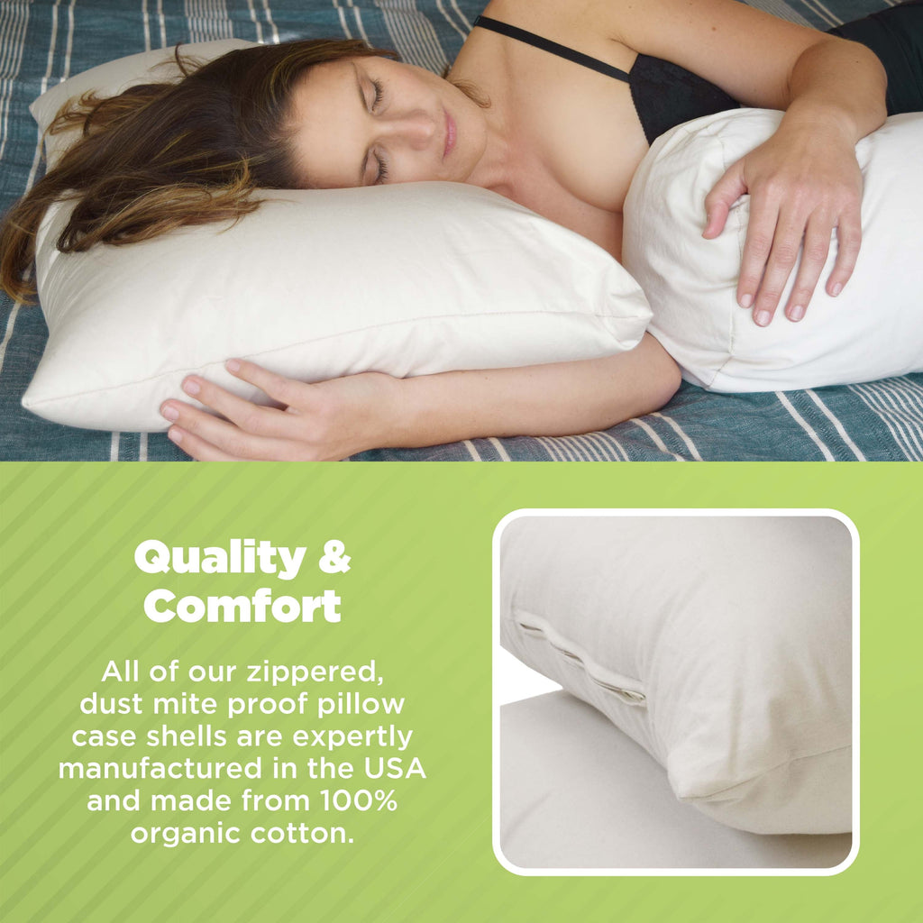 Orthopedic Support Kapok 20x26" Standard Bed Pillow – Organic Cotton Fabric Soft Sleeping Pillow - Made in USA - Decorative Throw Pillow Cushion for Sofa & Bed Detail