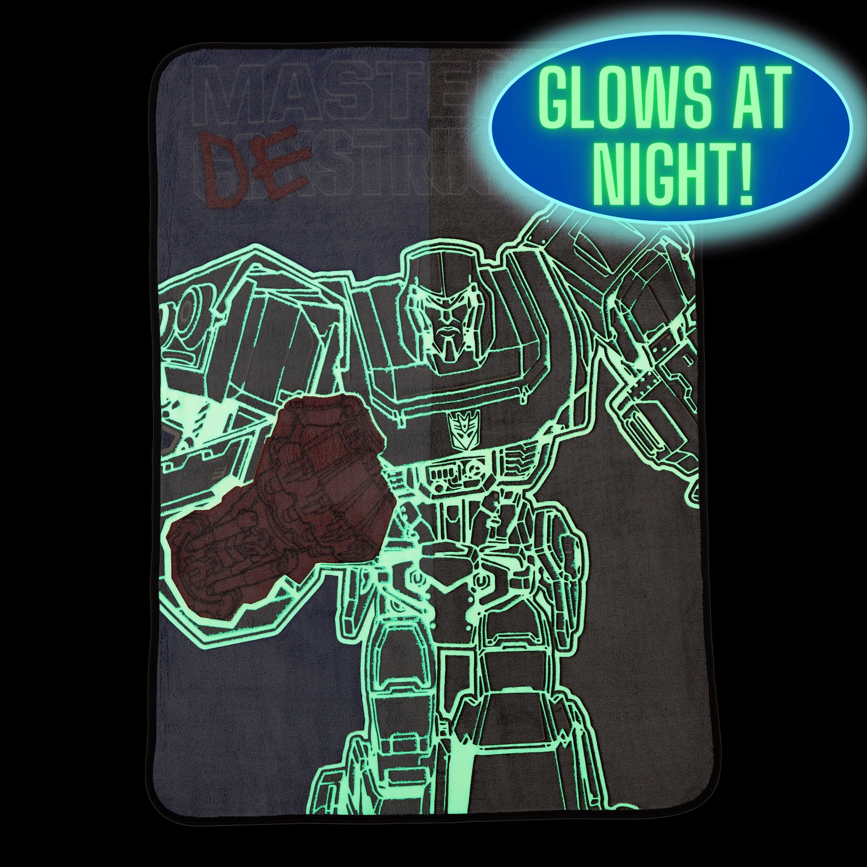 Lightweight Warm Kids Fleece Throw Blanket, 46x60, Glows-In-The-Dark - Super Soft Reversible Sherpa Flannel Blanket Detail