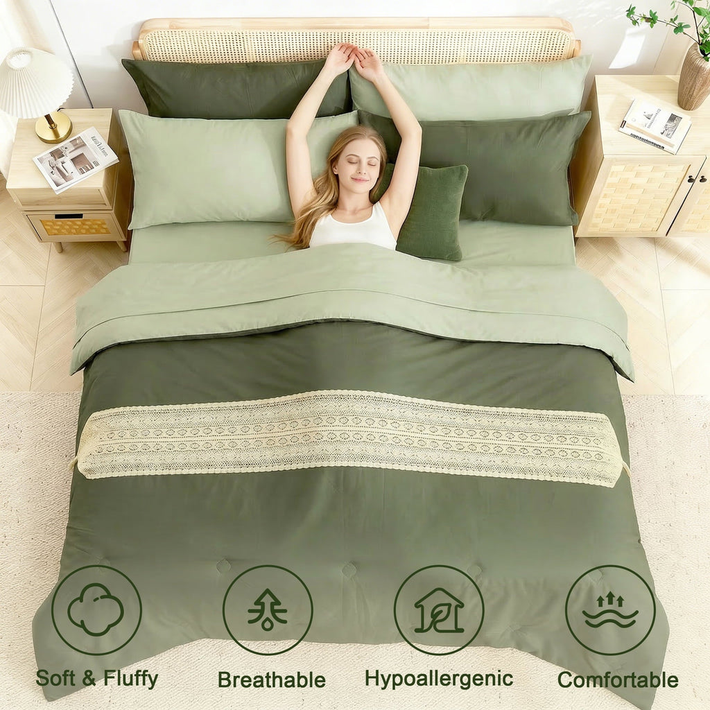 Hypoallergenic Cloud 7 Pieces Comforter Set Queen，Bed in A bag，All Seasons Bedding sets with Comforter,Fitted Sheet,Flat Sheet,Pillowcases... - All-Season Down Alternative Comforter Insert Detail