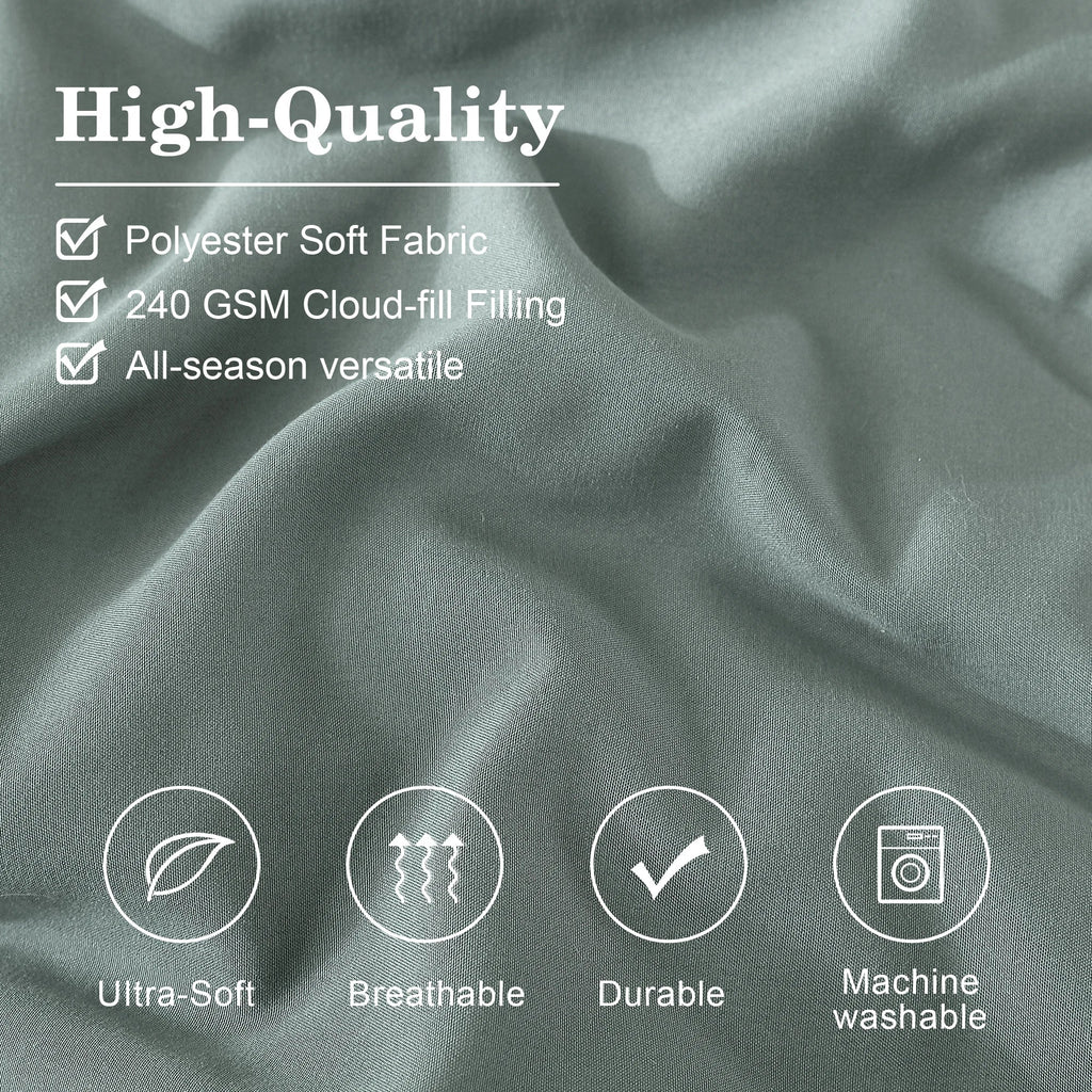 Hypoallergenic Cloud 7-piece Bed in a Bag Comforter Set with Sheets,Sage Green,Full - All-Season Down Alternative Comforter Insert Detail