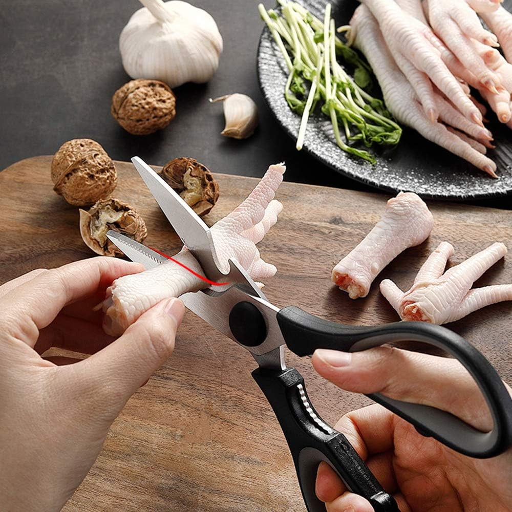 Durable Steel Kitchen Utensil Set-Silicone Cooking Utensils-33 Kitchen Gadgets & Spoons for Nonstick Cookware-Silicone and Stainles... - Heavy Duty Stainless Steel Kitchen Shears Detail