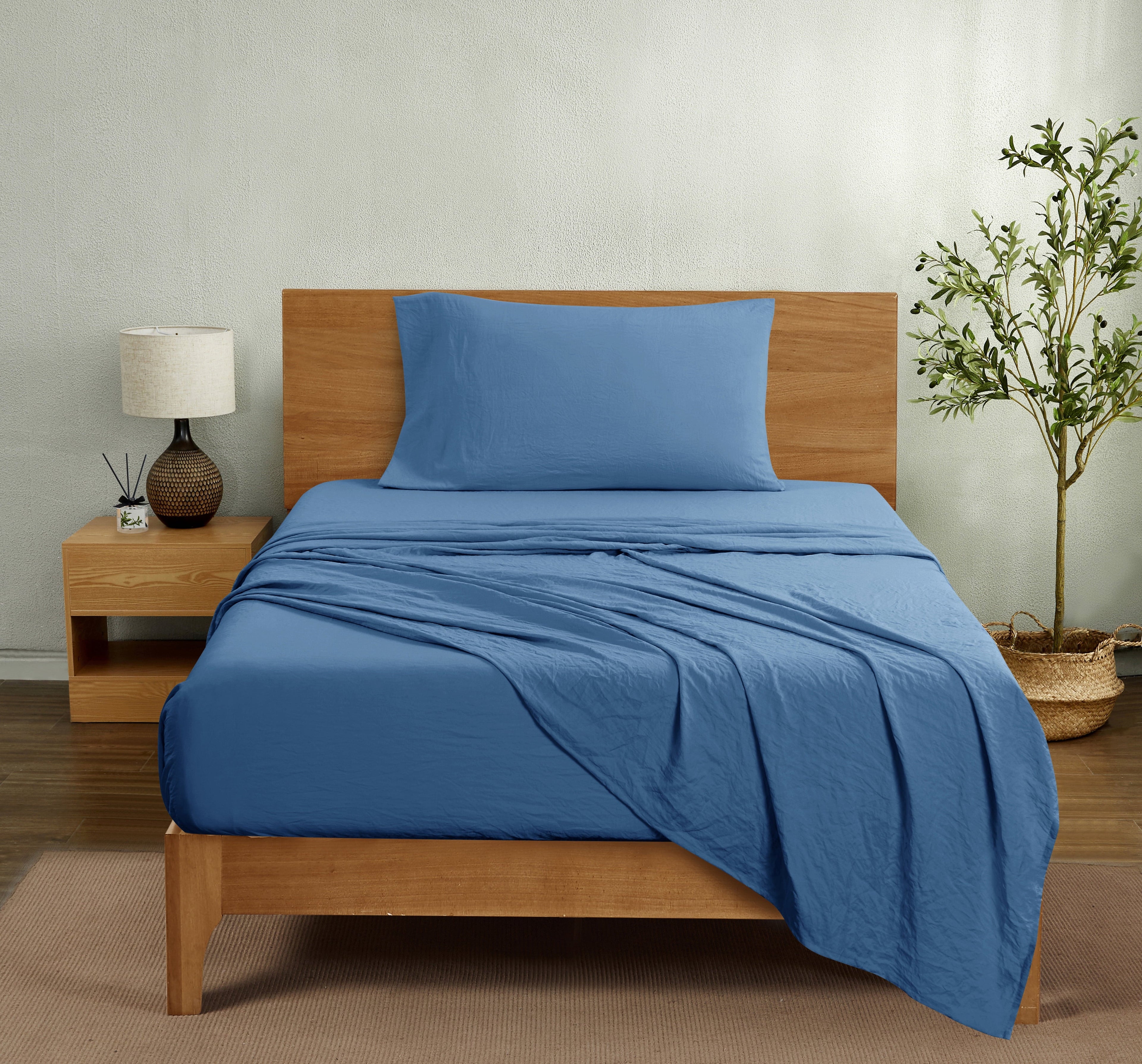 Ultra-Soft Ultra Soft Microfiber Bed Sheet Set, Twin-XL, Indigo, 3 Piece - Premium Ultra-Soft Pillowcase Pair for Sleeping Detail