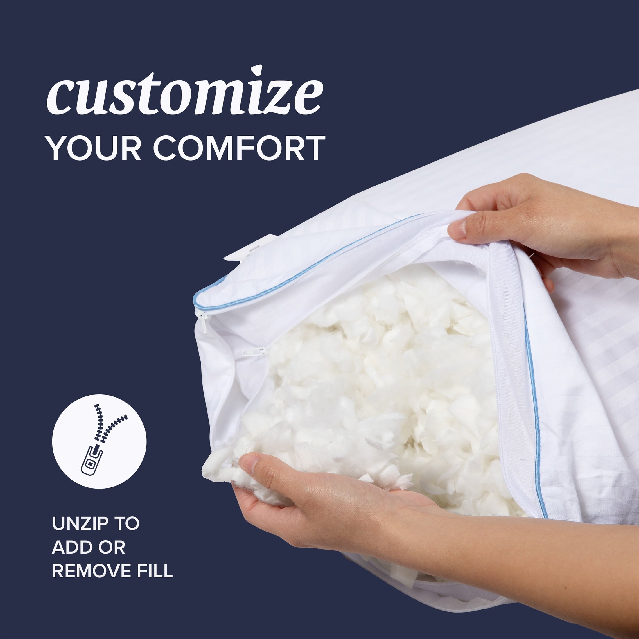 Orthopedic Support Customizable Memory Foam Queen Pillow 1Pack, Adult - Decorative Throw Pillow Cushion for Sofa & Bed Detail