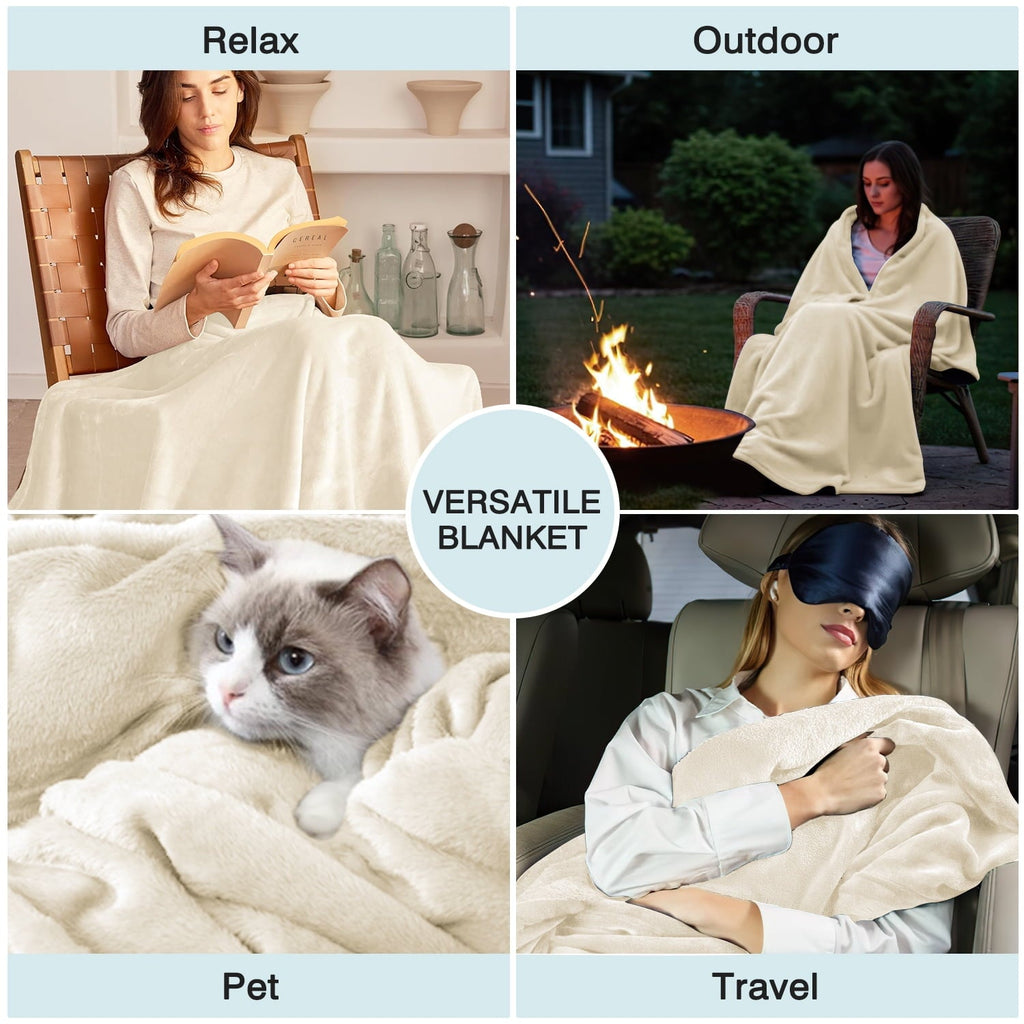 Cozy Fleece Throw Blanket, 50x60 inch Soft & Warm Blanket for Sleep Snap, Lightweight Reversible Bed Blankets and Cozy Throws for... - Lightweight Plush Warm Blanket for All Seasons Detail
