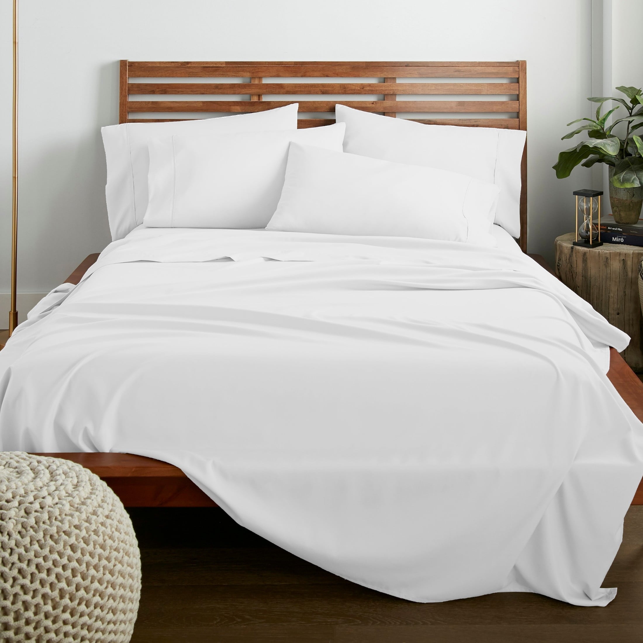 Premium Egyptian Cotton Queen Size 6 Piece Bed Sheet Set White - Ultra Soft Microfiber Deep Pocket Wrinkle Free - Premium Ultra-Soft Pillowcase Pair for Sleeping Detail